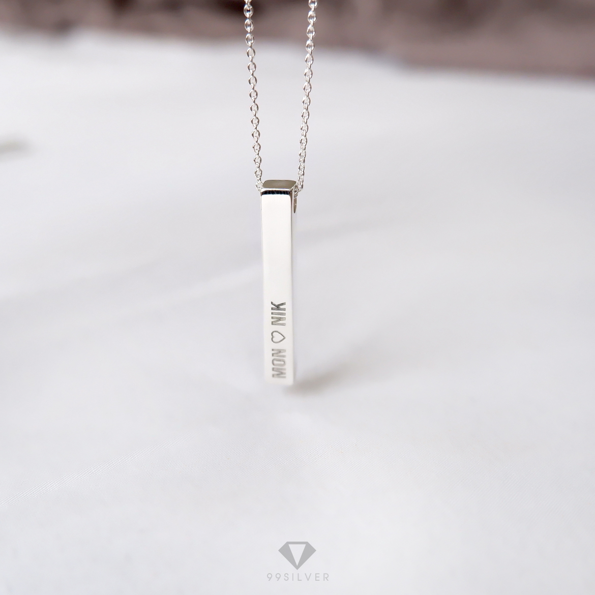 จี้แท่งเหลี่ยมบาร์ square pendant สี่เหลี่ยมด้านเท่า 4x4x30 มิลลิเมตร