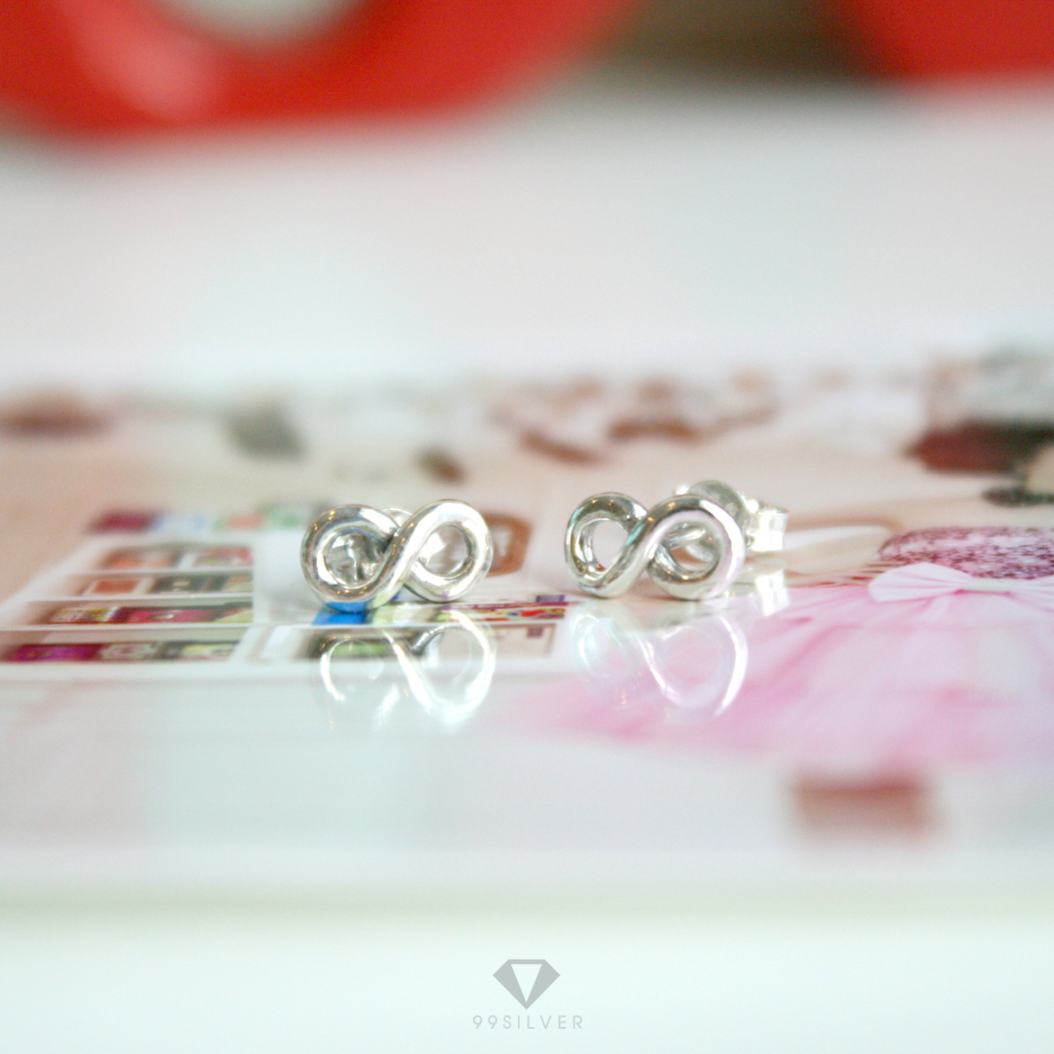 ต่างหูอินฟินิตี้ ขนาดเล็กแบบปักก้าน อินฟินิตี้ความหมายดีใส่ติดตัวง่ายๆสบายๆ