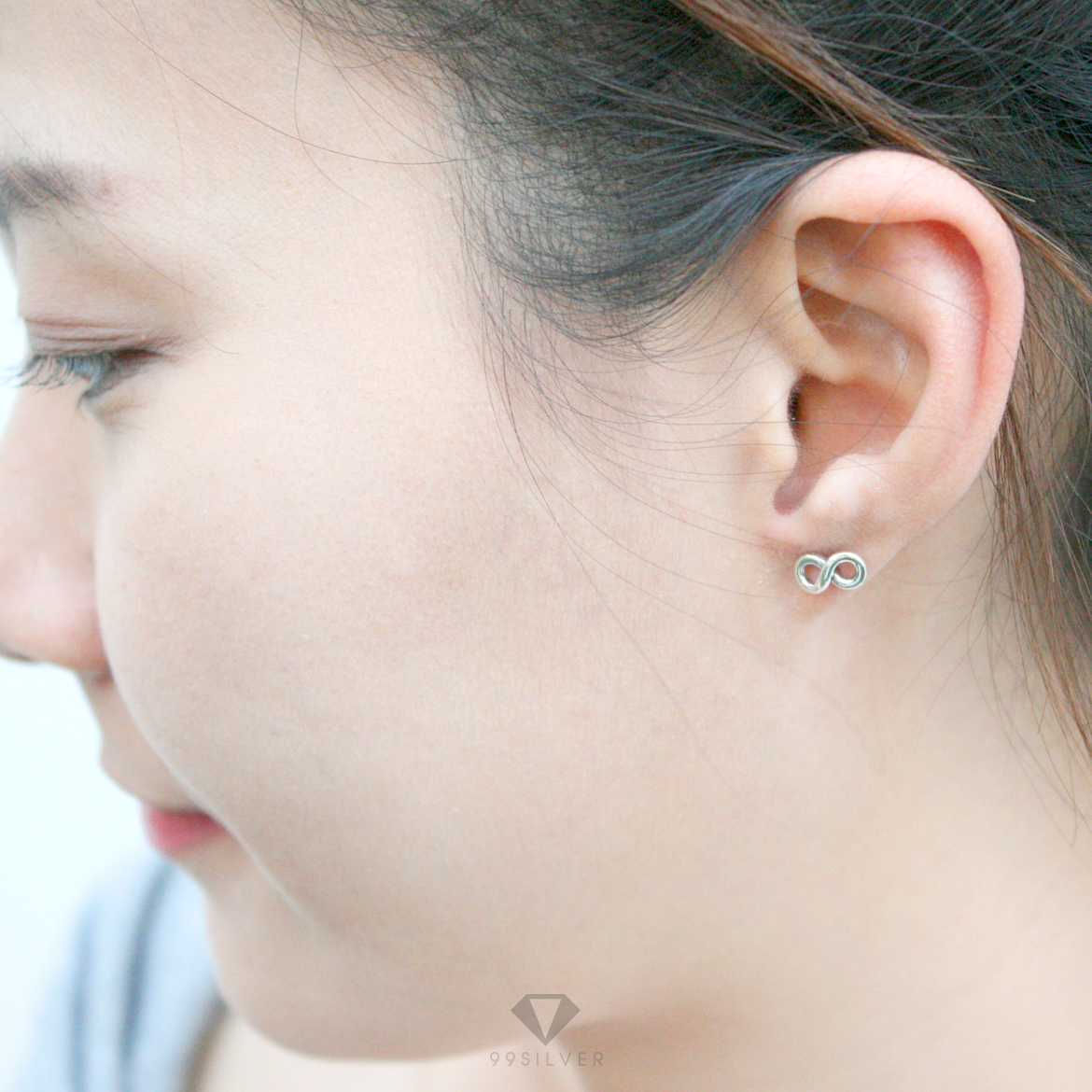 ต่างหูอินฟินิตี้ ขนาดเล็กแบบปักก้าน อินฟินิตี้ความหมายดีใส่ติดตัวง่ายๆสบายๆ
