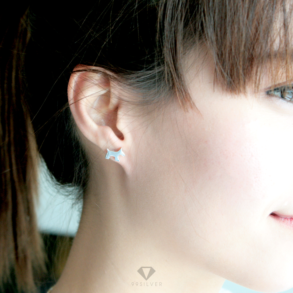 ต่างหูน้องหมา ปบบปักก้าน ตัวเล็กน่ารัก ผิวเรียบเงาแบบ minimal