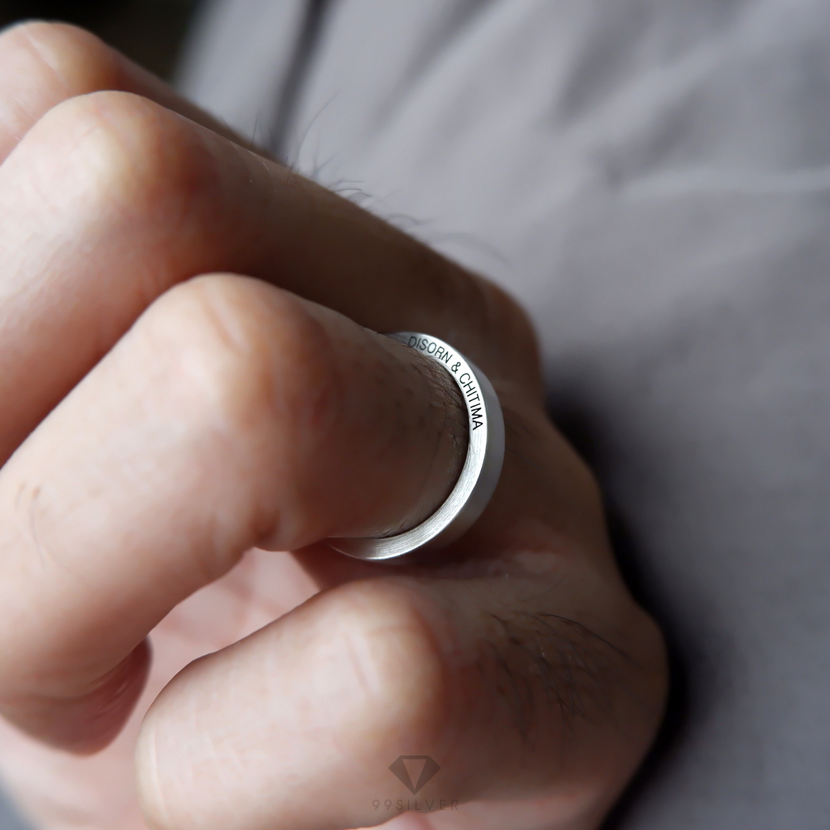 แหวน Silver Ring Edge อักษรสลักขอบแหวน ผิวด้านปัดแฮร์ไลน์