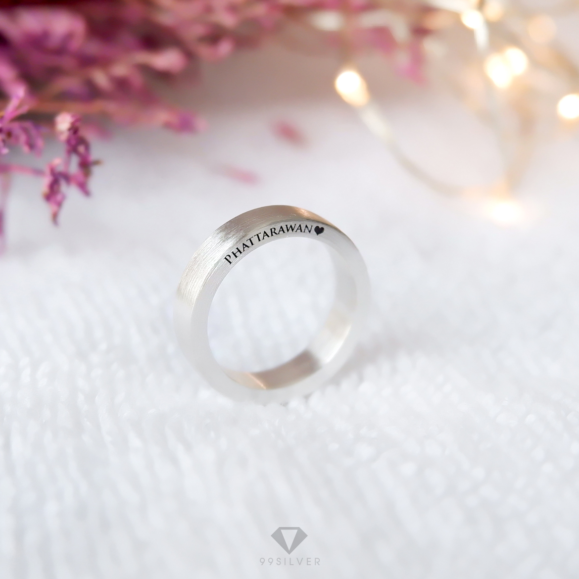 แหวน Silver Ring Edge อักษรสลักขอบแหวน ผิวด้านปัดแฮร์ไลน์