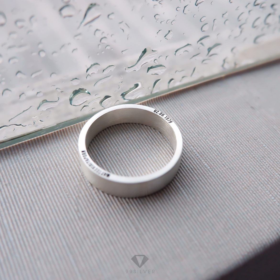 แหวน Silver Ring Edge อักษรสลักขอบแหวน ผิวด้านปัดแฮร์ไลน์