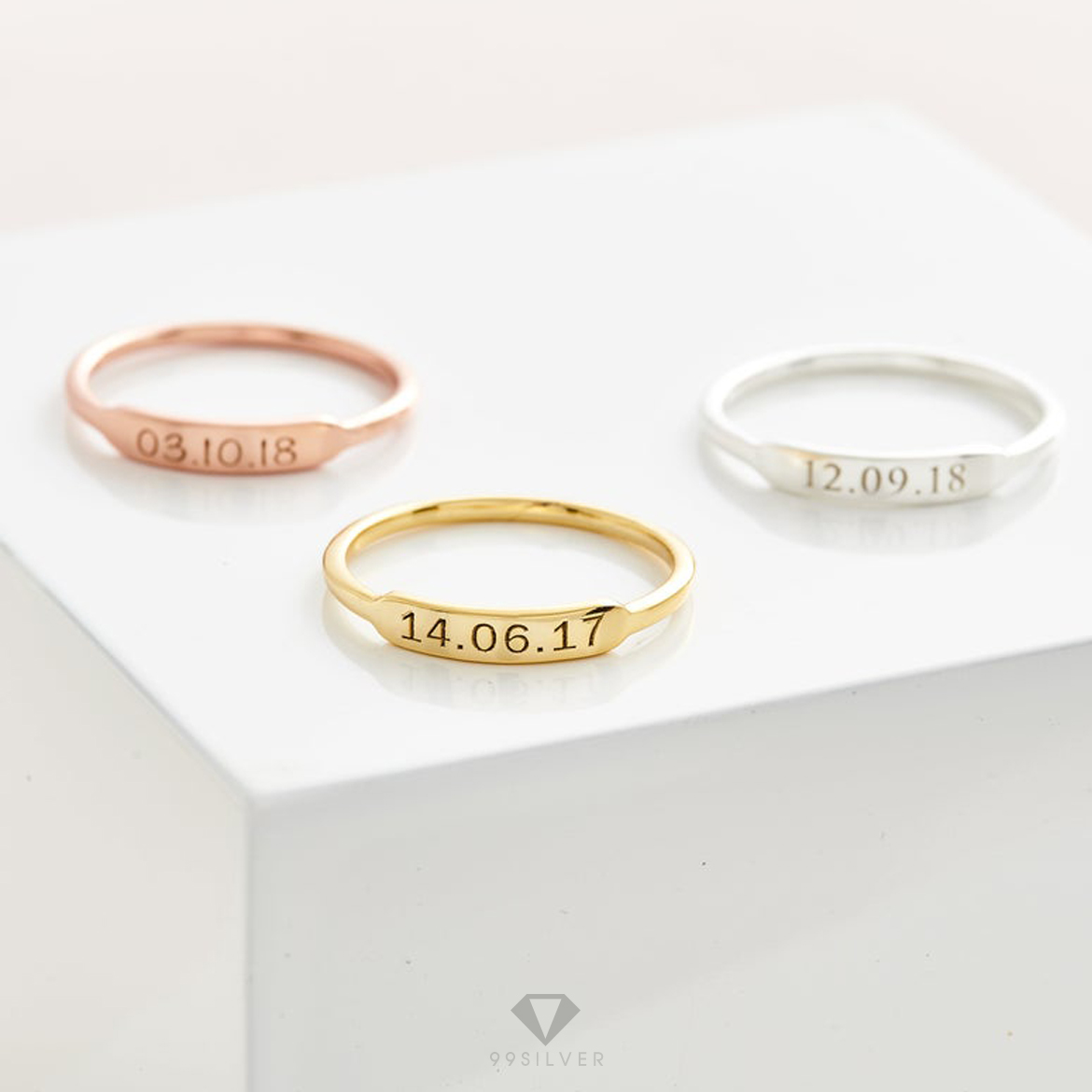 แหวนบาร์ Bar ring แบบจิ๋ว ก้านหนา 1.2 มิลลิเมตร หน้าบาร์สูง 3.5 มิลลิเมตร