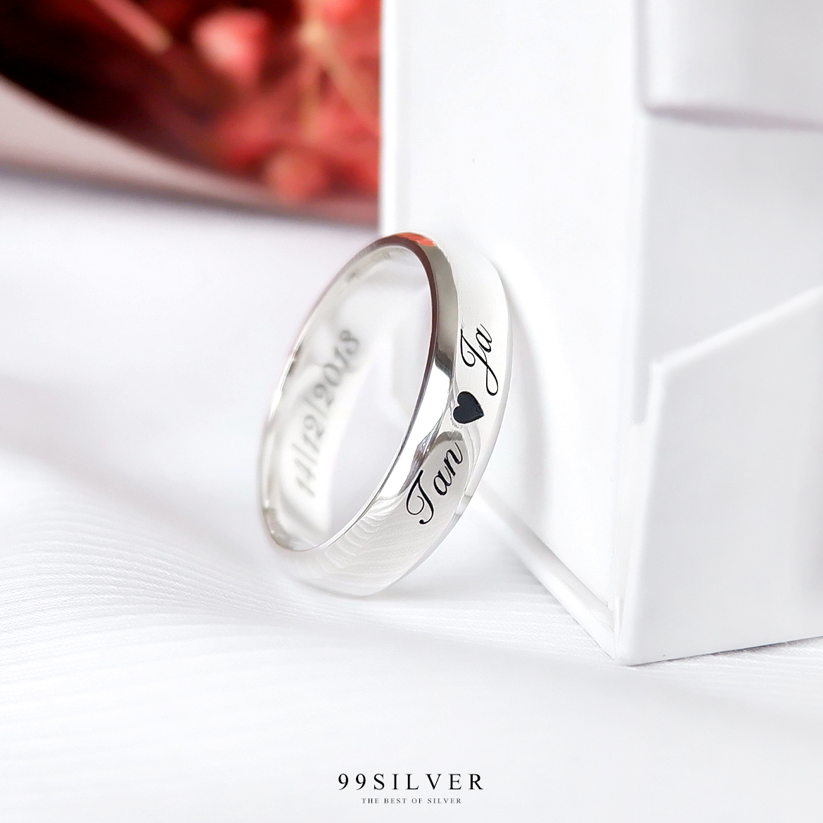 แหวนเงินแท้หน้าเรียบ 6 มิลลิเมตร ขอบลบมุม ตัดเฉียง เนื้อตัน