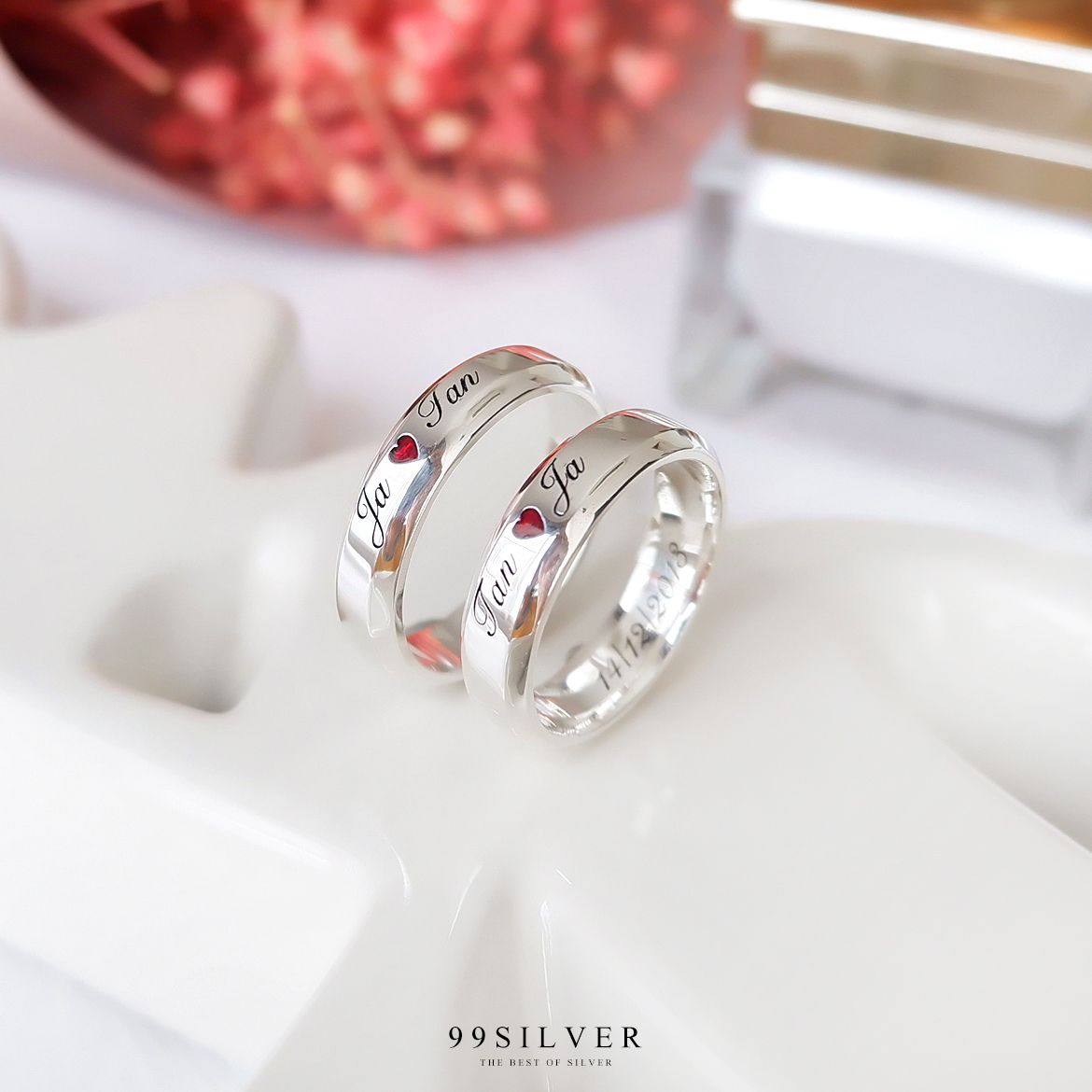 แหวนเงินแท้หน้าเรียบ 6 มิลลิเมตร ขอบลบมุม ตัดเฉียง เนื้อตัน