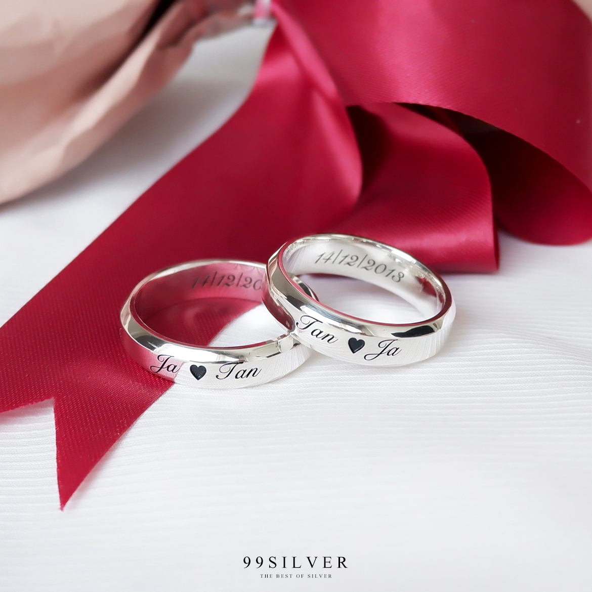 แหวนเงินแท้หน้าเรียบ 6 มิลลิเมตร ขอบลบมุม ตัดเฉียง เนื้อตัน