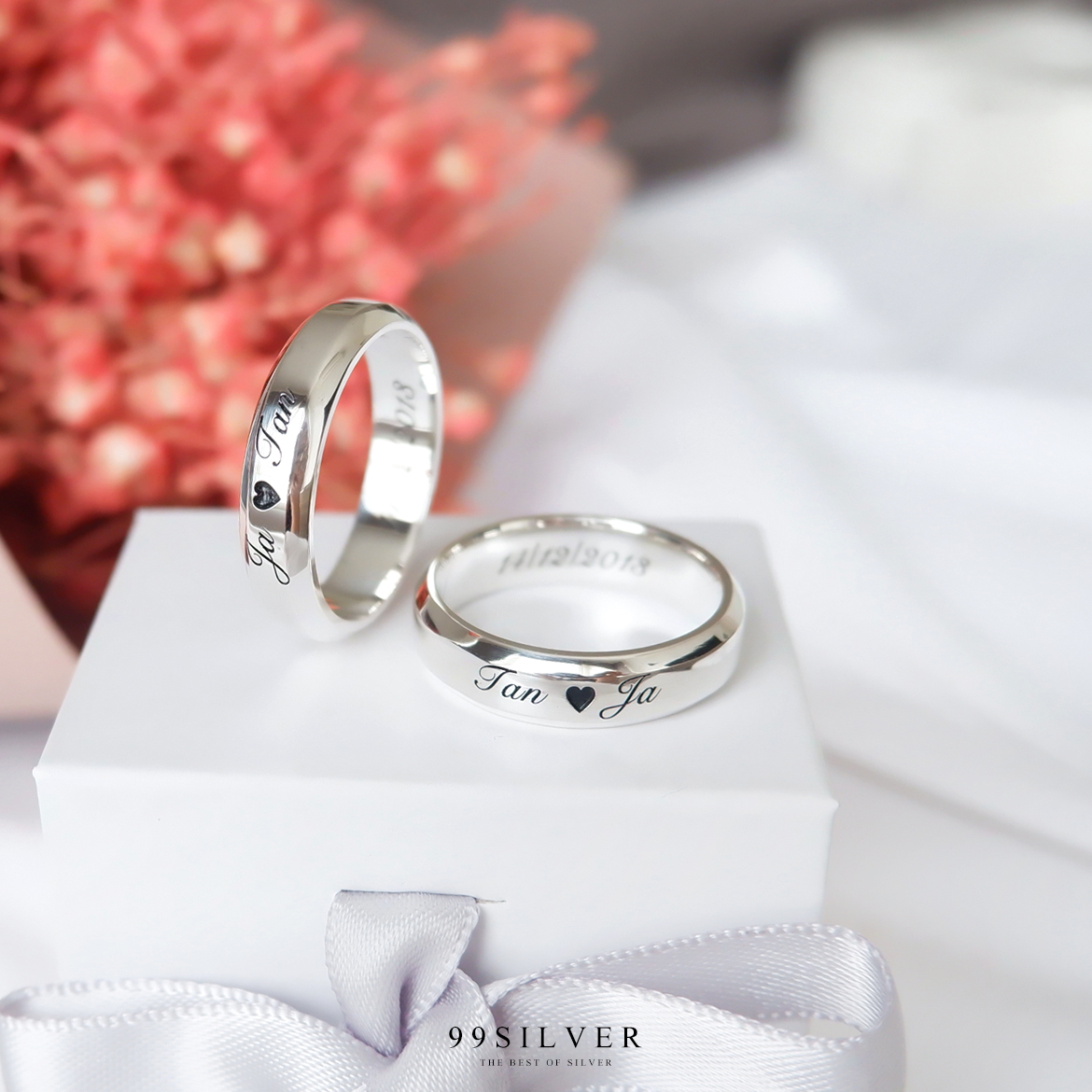 แหวนเงินแท้หน้าเรียบ 6 มิลลิเมตร ขอบลบมุม ตัดเฉียง เนื้อตัน