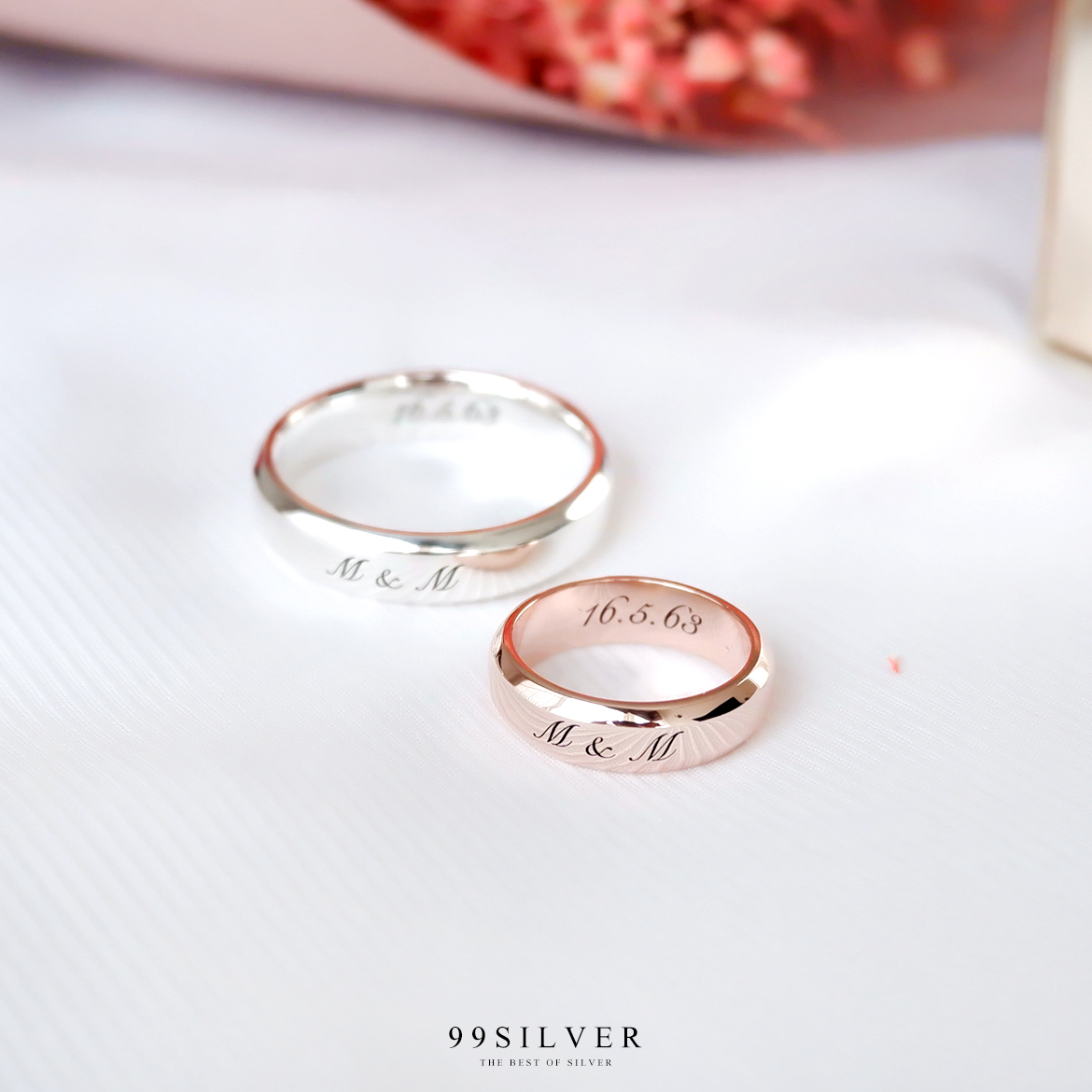 แหวนเงินแท้หน้าเรียบ 6 มิลลิเมตร ขอบลบมุม ตัดเฉียง เนื้อตัน