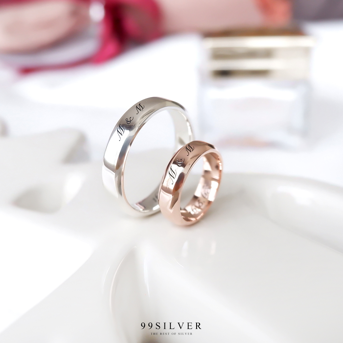 แหวนเงินแท้หน้าเรียบ 6 มิลลิเมตร ขอบลบมุม ตัดเฉียง เนื้อตัน