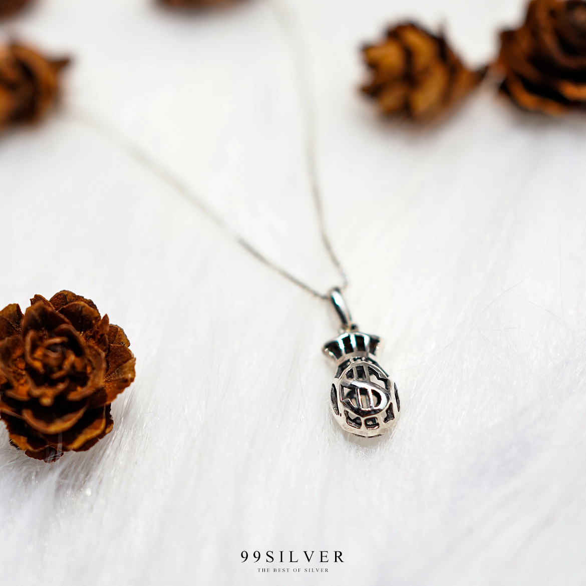 จี้ถุงเงิน เก็บทรัพย์ แห่งความร่ำรวย ผิวหน้าขัดเงา ขนาดกำลังดี