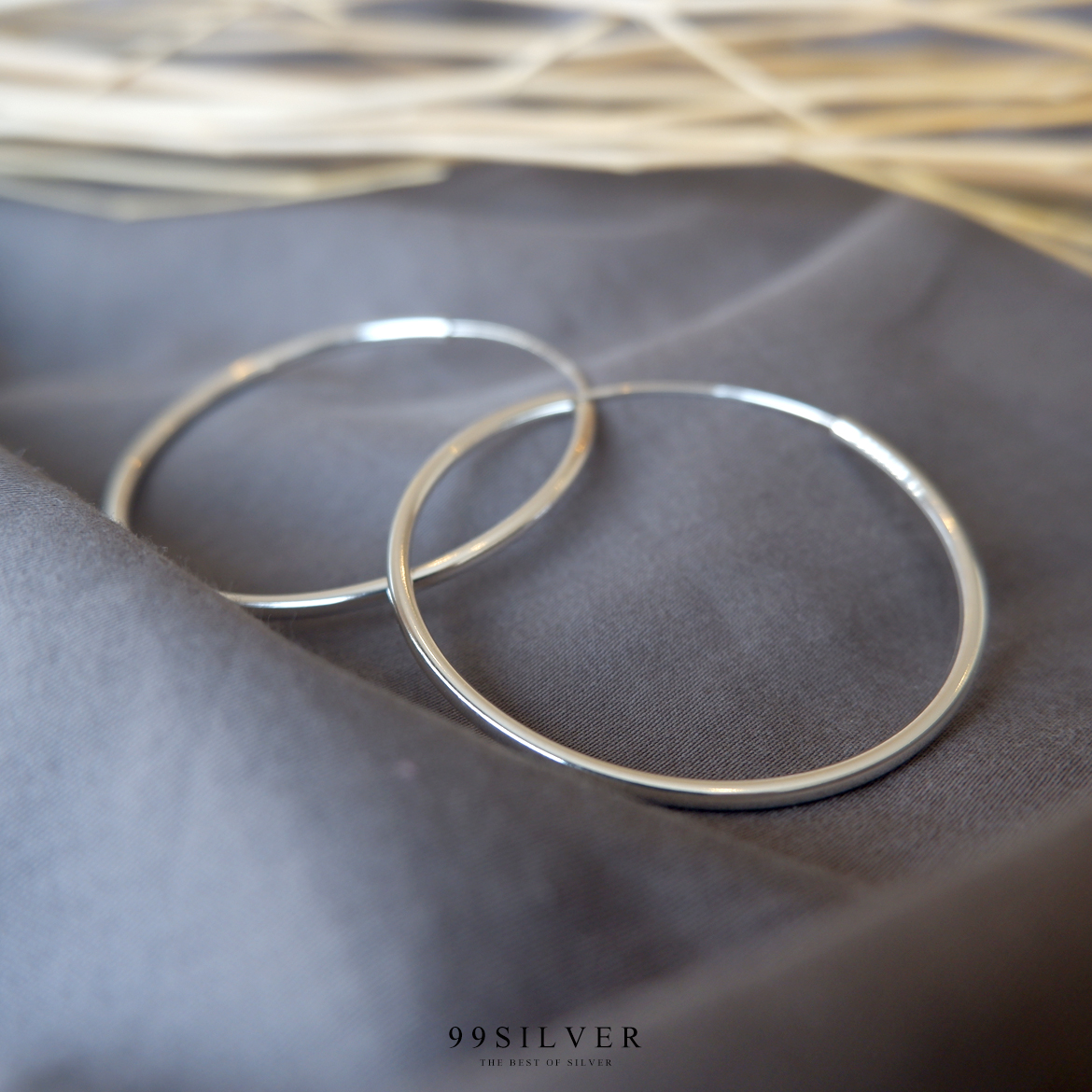 ต่างหูห่วงกลม เงินแท้ แบบเรียบ ความหนา 5 มิลลิเมตร เลือกความกว้างได้