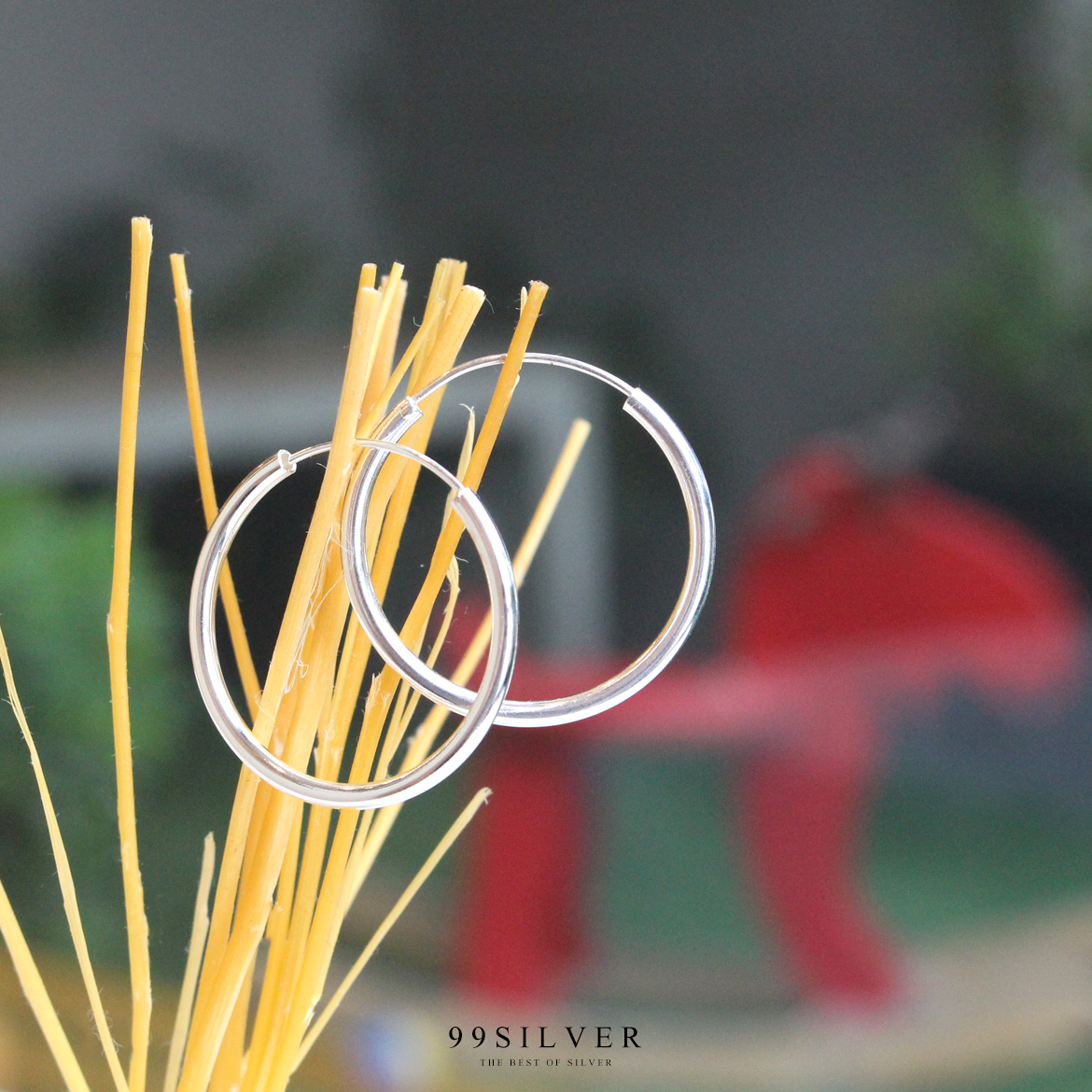 ต่างหูห่วงกลม เงินแท้ แบบเรียบ ความหนา 5 มิลลิเมตร เลือกความกว้างได้
