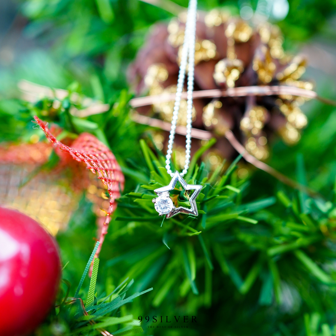 จี้ดาว เจาะโปร่งกลางดวง ประดับเพชร Cz Swiss แท้ 1 เม็ด