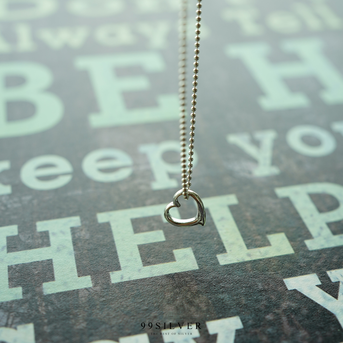 จี้หัวใจโปร่ง เรือนเงินแท้ แบบเล็กๆ สร้อยคล้องเข้าไปในจี้ น่ารัก