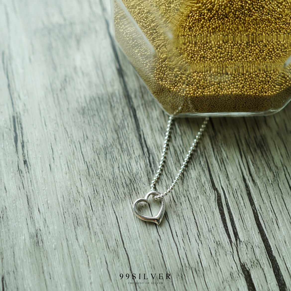 จี้หัวใจโปร่ง เรือนเงินแท้ แบบเล็กๆ สร้อยคล้องเข้าไปในจี้ น่ารัก