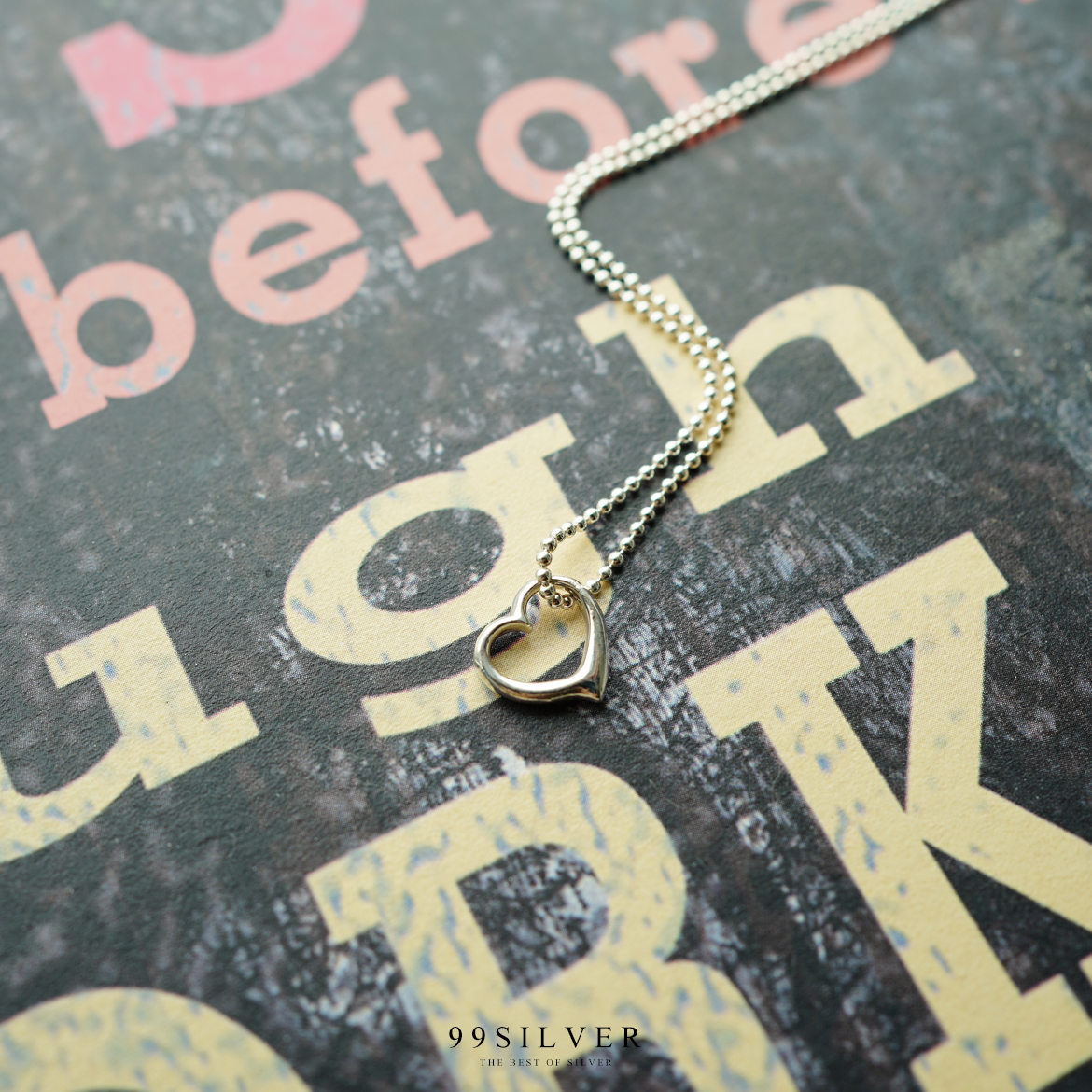 จี้หัวใจโปร่ง เรือนเงินแท้ แบบเล็กๆ สร้อยคล้องเข้าไปในจี้ น่ารัก