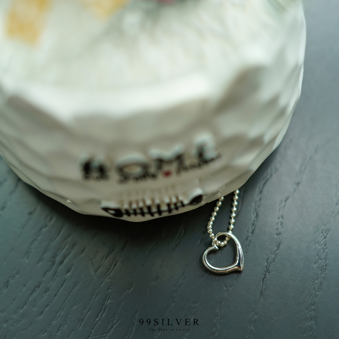 จี้หัวใจโปร่ง เรือนเงินแท้ แบบเล็กๆ สร้อยคล้องเข้าไปในจี้ น่ารัก