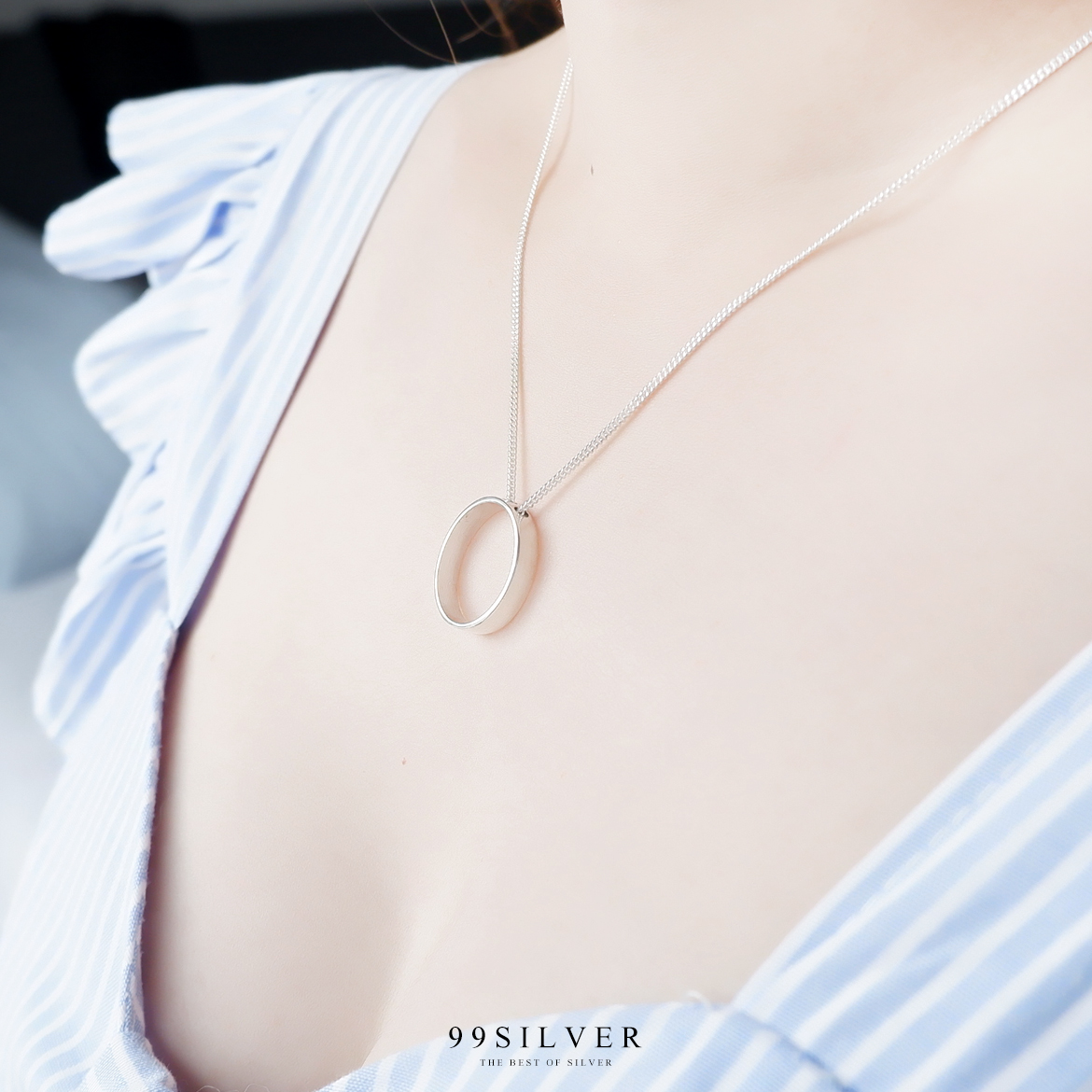 สร้อยจี้แหวน ตัวเรือนแหวนเป็นเงินแท้ มาพร้อมสร้อยเงินสวยงาม