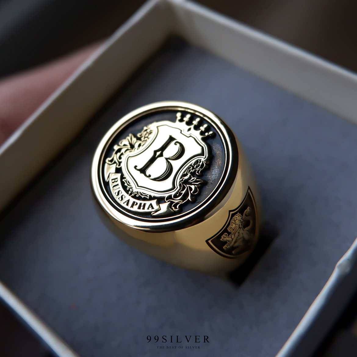 แหวน Signet Ring ออกแบบได้เองตามที่ต้องการ ตัวเรือนหน้ากลม 14x14 มิลลิเมตร