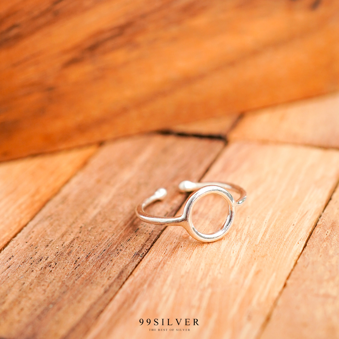 แหวน Circular Minimal ตัวเรือนเงินแท้ก้านเล็ก 2.5 มิลลิเมตร ผิวเงาสวยงาม