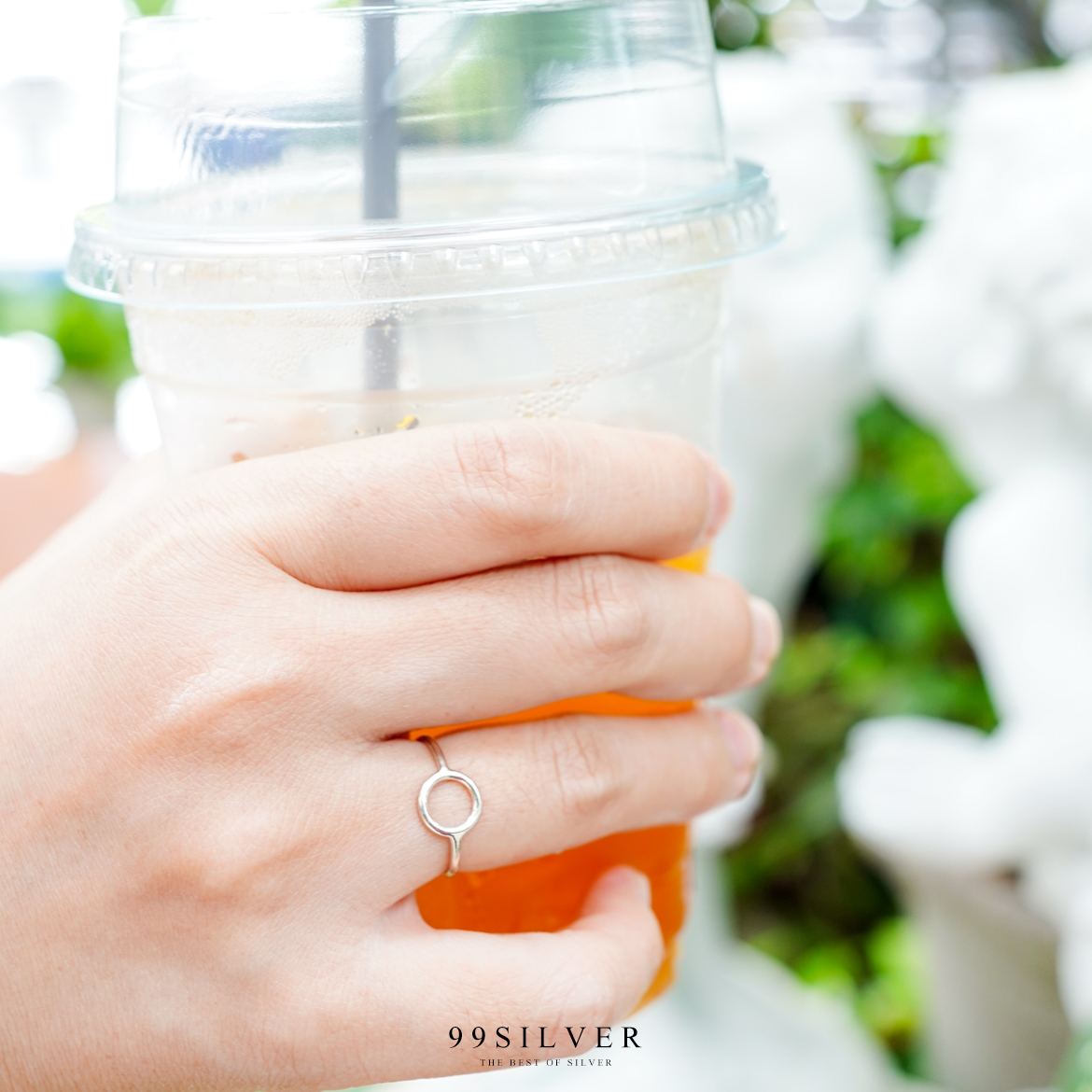 แหวน Circular Minimal ตัวเรือนเงินแท้ก้านเล็ก 2.5 มิลลิเมตร ผิวเงาสวยงาม