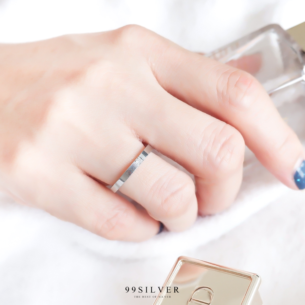 แหวนสแตนเลสฝังเพชร Cz Swiss แท้ 1 เม็๋ด ทรงหน้าเรียบ 2 มิลลิเมตร