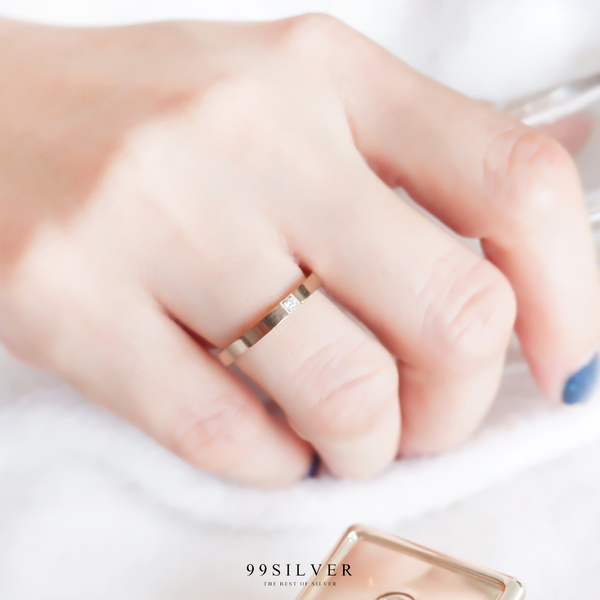 แหวนสแตนเลสฝังเพชร Cz Swiss แท้ 1 เม็๋ด ทรงหน้าเรียบ 2 มิลลิเมตร