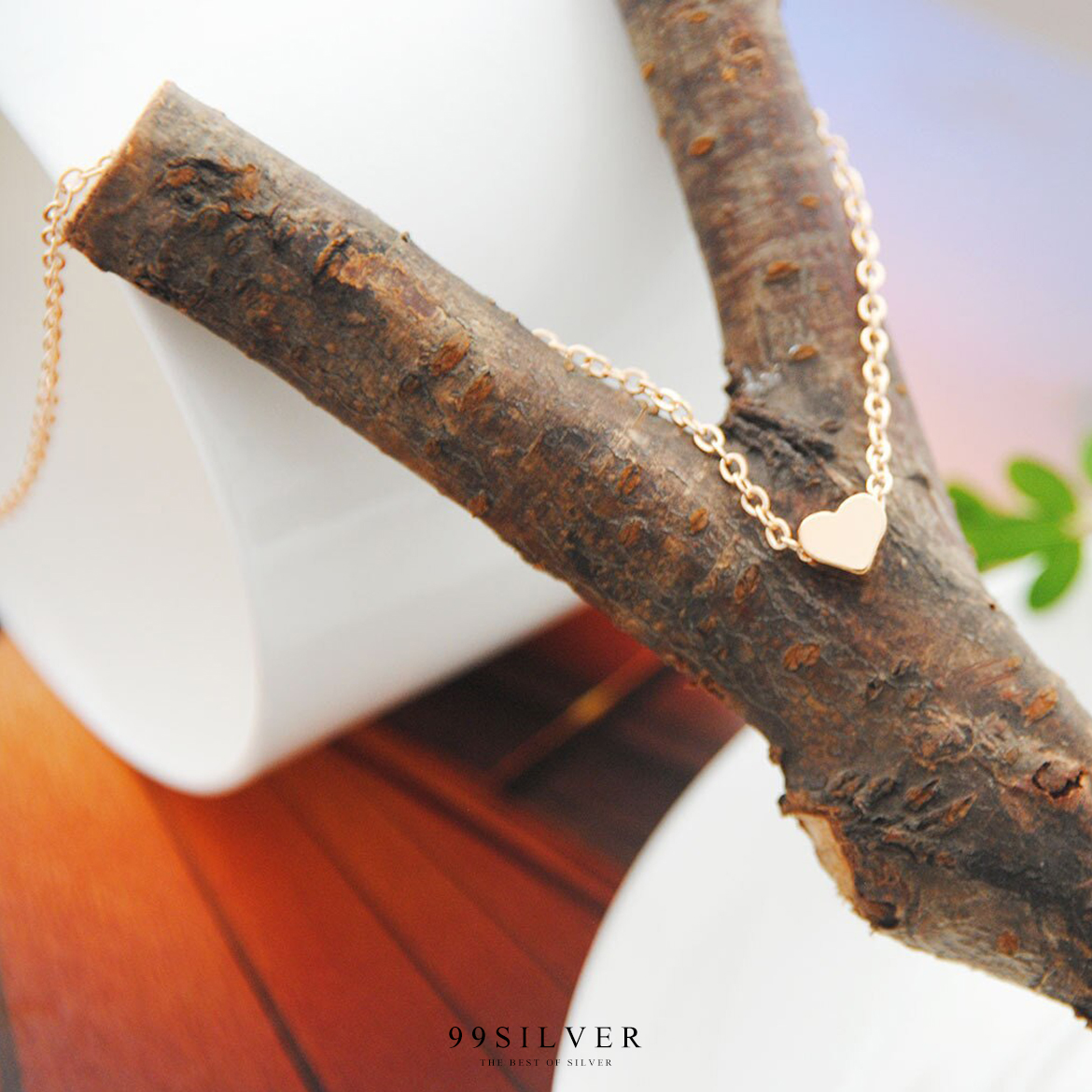 สร้อยคอสแตนเลสพร้อมจี้หัวใจจิ๋ว จี้เป็นชาร์มร้อยสร้อยผ่านกลาง สามารถสลักอักษรได้