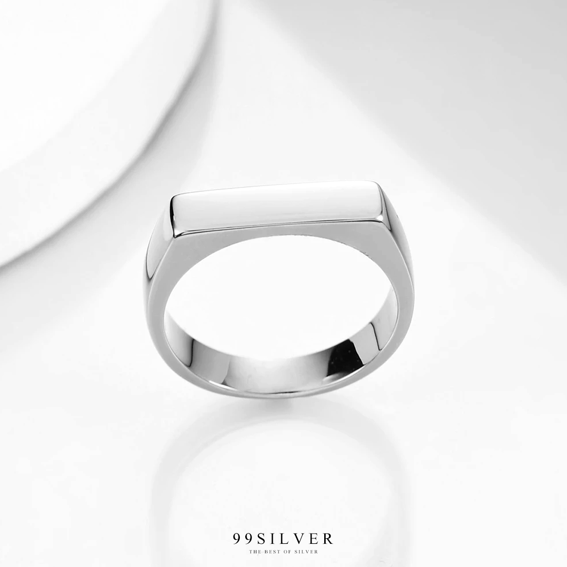 แหวนหน้าปาด เนื้อแสตนเลสแท้ ดีไซน์ minimal สามารถสลักอักษรได้ทุกตำแหน่ง