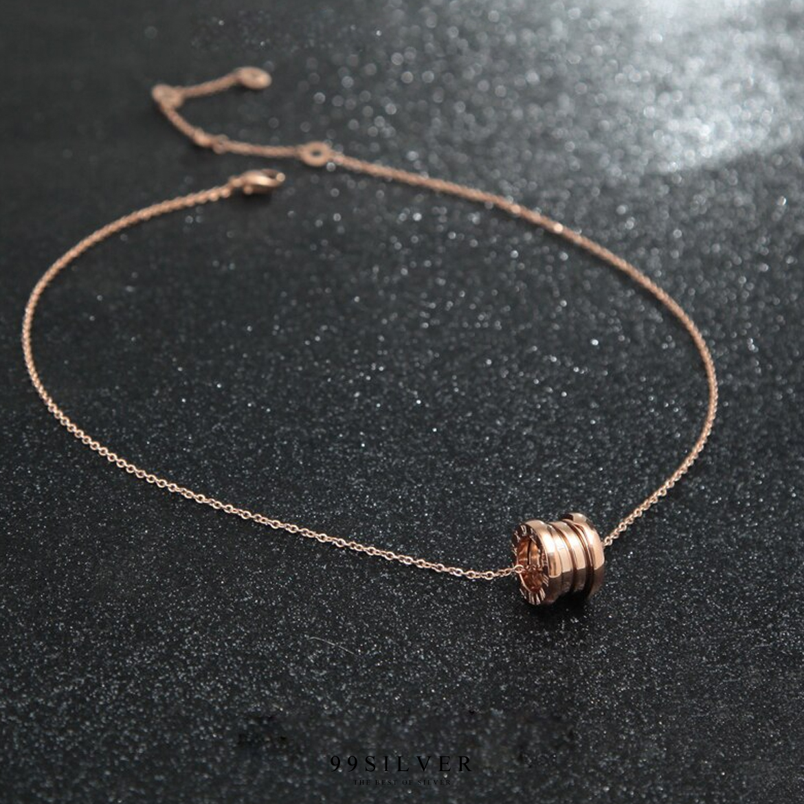 จี้สแตนเลส style bvlgari ทำจากสแตนเลสแท้เคลือบพิ้งค์โกลสวยงาม