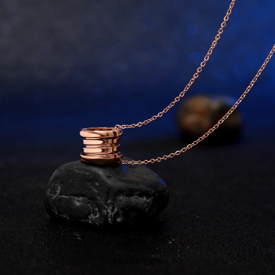 จี้สแตนเลส style bvlgari ทำจากสแตนเลสแท้เคลือบพิ้งค์โกลสวยงาม