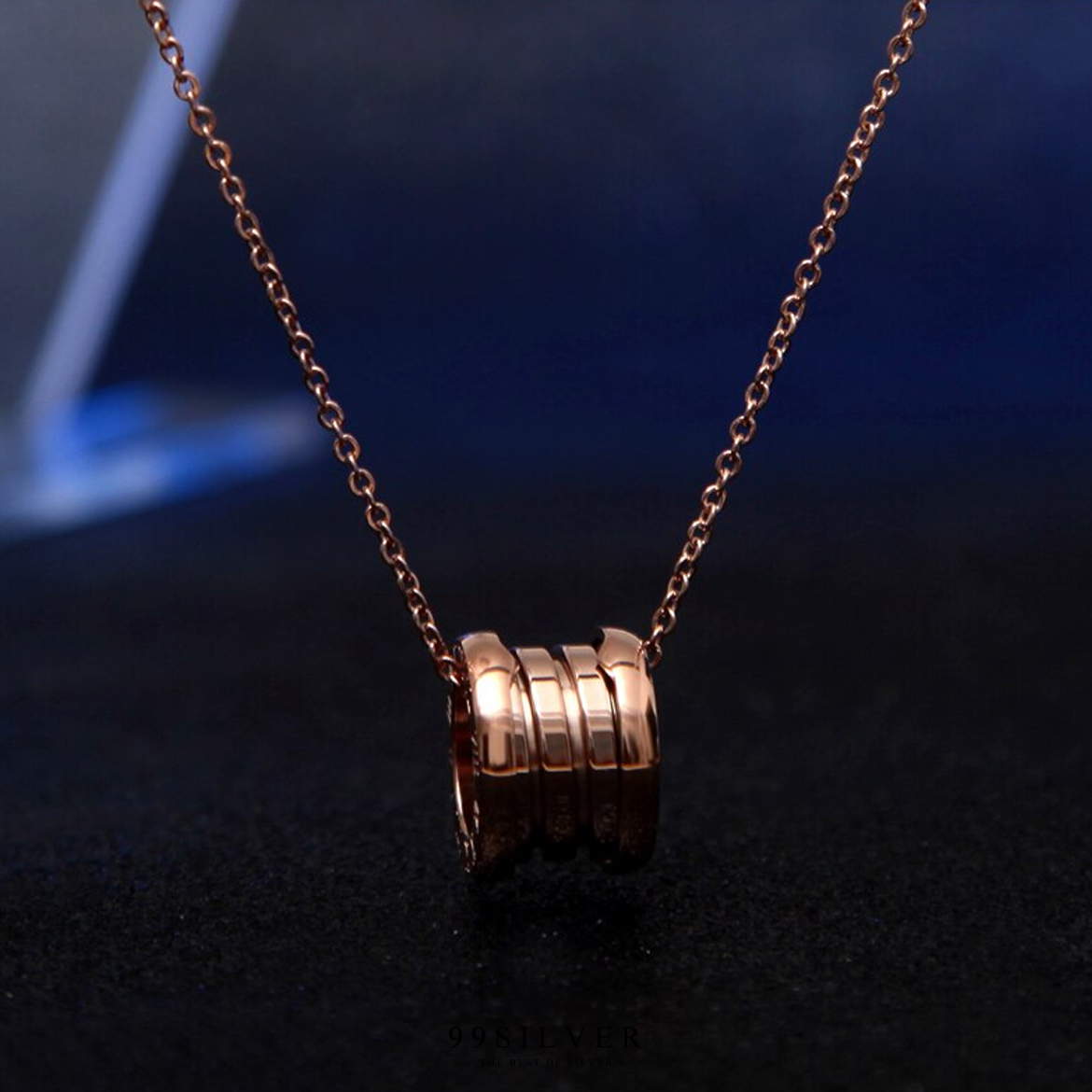 จี้สแตนเลส style bvlgari ทำจากสแตนเลสแท้เคลือบพิ้งค์โกลสวยงาม