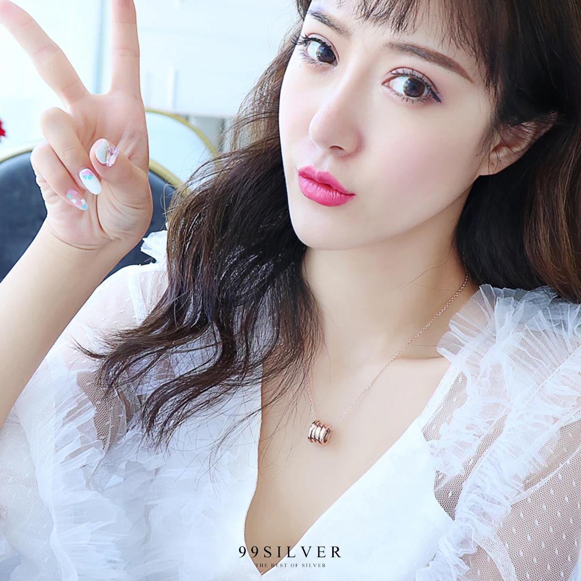 จี้สแตนเลส style bvlgari ทำจากสแตนเลสแท้เคลือบพิ้งค์โกลสวยงาม