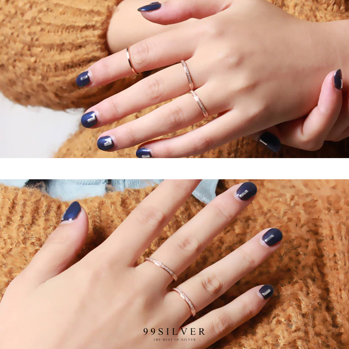 แหวนสแตนเลสแท้หน้ากว้าง 2 มิลลิเมตร ขอบละระดับ ผิวประกายกริตเตอร์