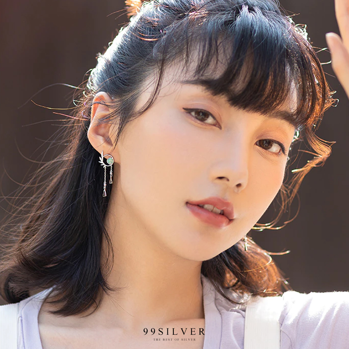 ต่างหูนกฟรามิงโก้ (Green Heron) สัตว์ในตำนานแห่งตะวันออก ประดับหิน Opal