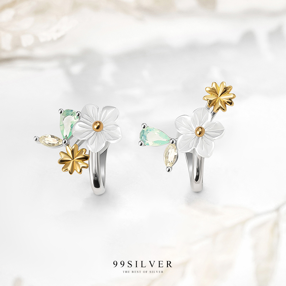 ต่างหูช่อดอกไม้ Bloom Flower แบบคลิปหนีบไม่มีก้าน เป็นช่อดอกไม้หลากสีน่ารัก