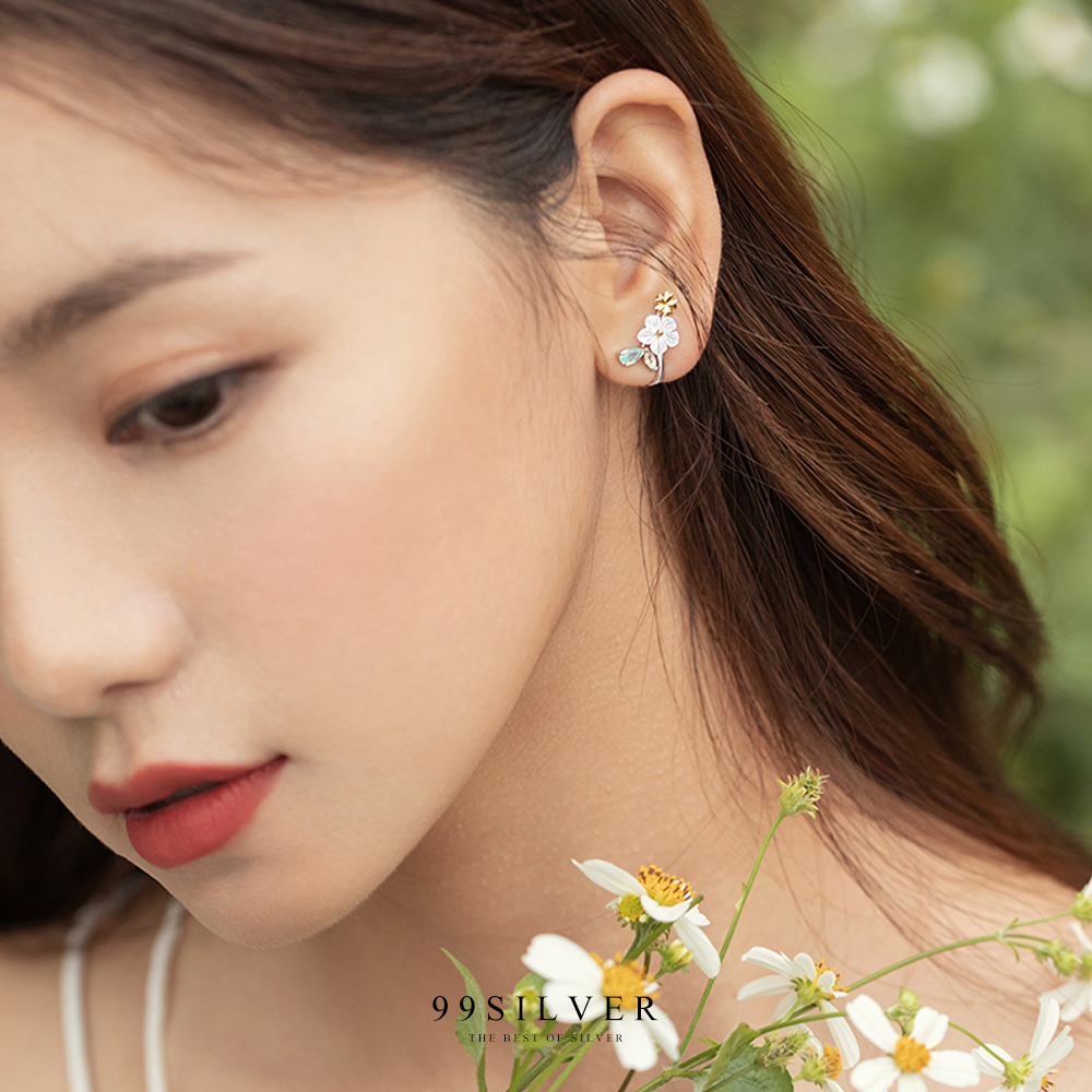 ต่างหูช่อดอกไม้ Bloom Flower แบบคลิปหนีบไม่มีก้าน เป็นช่อดอกไม้หลากสีน่ารัก