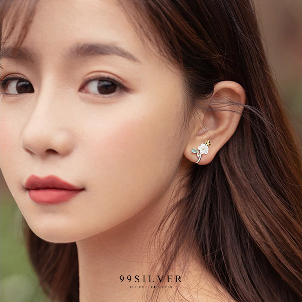 ต่างหูช่อดอกไม้ Bloom Flower แบบคลิปหนีบไม่มีก้าน เป็นช่อดอกไม้หลากสีน่ารัก