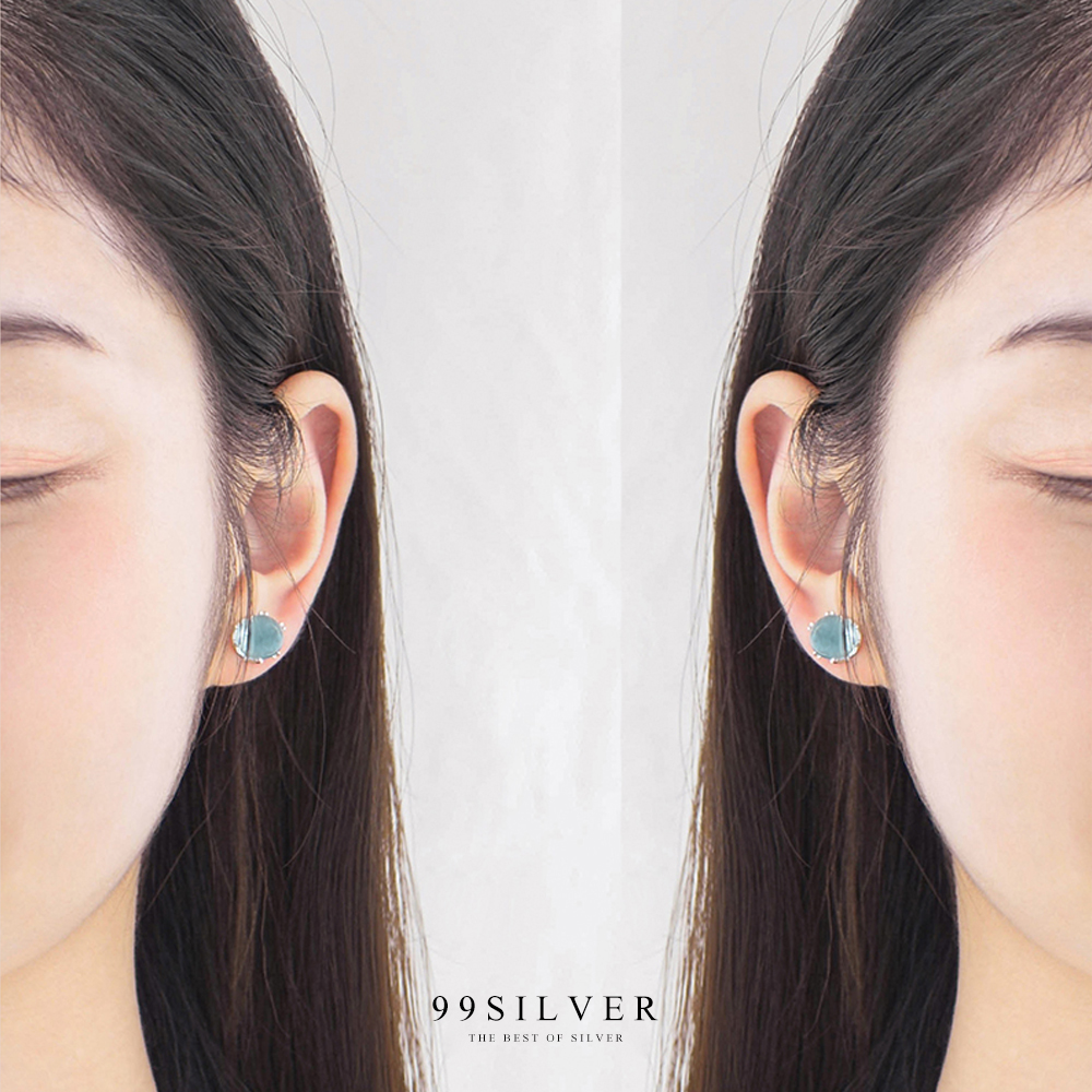 ต่างหูหางนางเงือก Mermaid Tail ดีไซน์เป็นฟองอากาศในน้ำด้วยหินสีฟ้าอ่อนสวยงาม