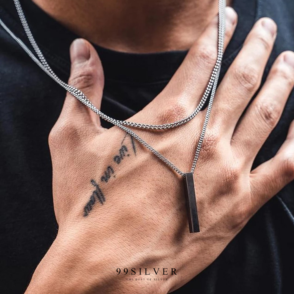 จี้แท่งเหลี่ยมบาร์ square pendant สี่เหลี่ยมด้านเท่า 5x5x40 มิลลิเมตร