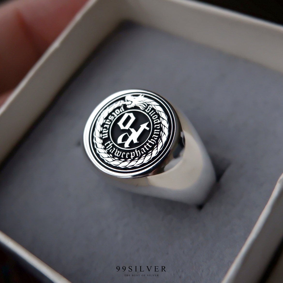 แหวน Signet Ring ออกแบบได้เองตามที่ต้องการ ตัวเรือนหน้ากลม 14x14 มิลลิเมตร