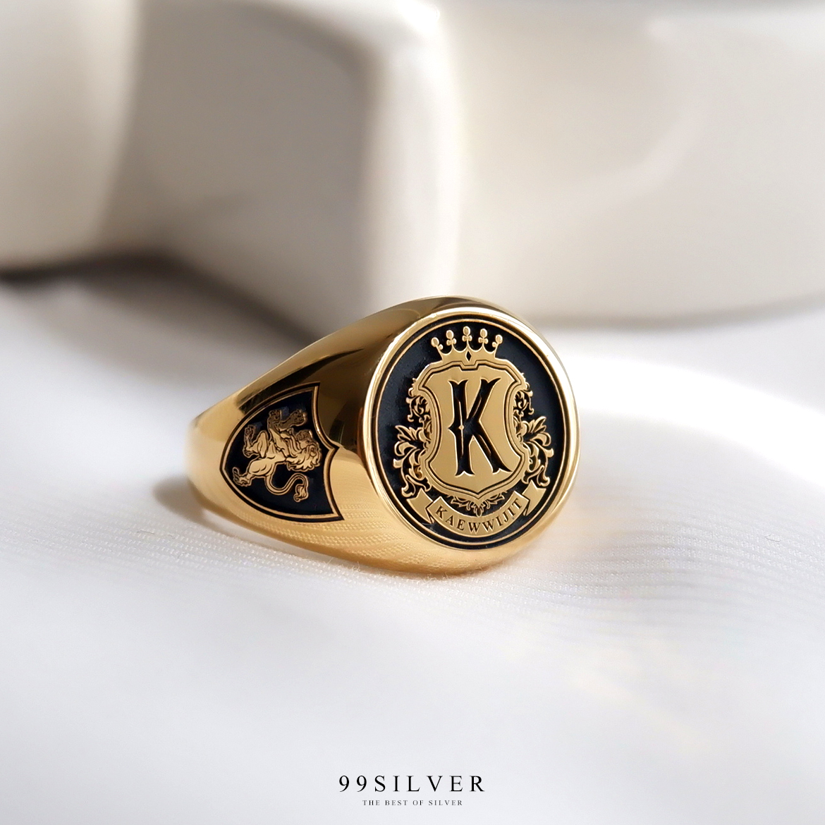 แหวน Signet Ring ออกแบบได้เองตามที่ต้องการ ตัวเรือนหน้ากลม 14x14 มิลลิเมตร