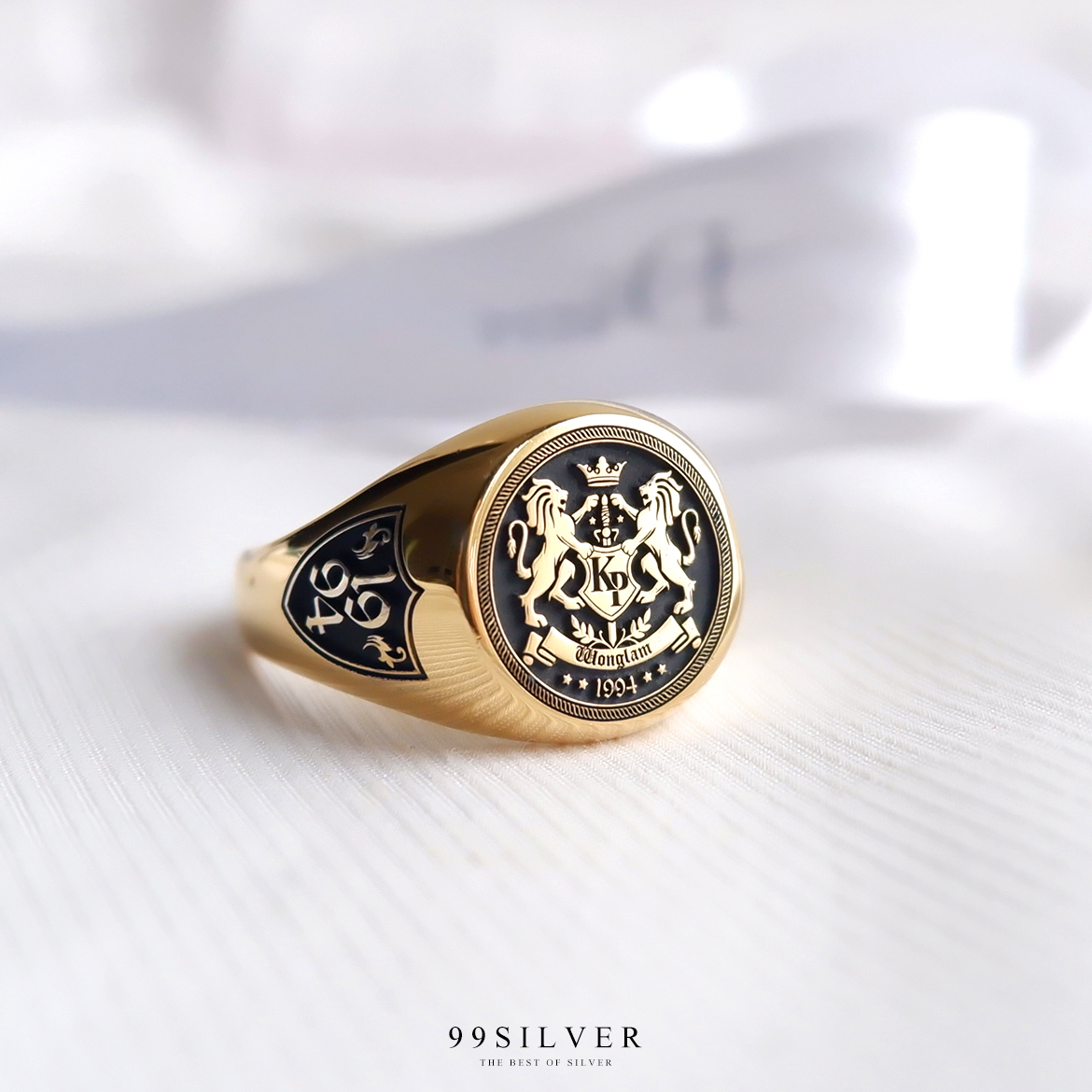 แหวน Signet Ring ออกแบบได้เองตามที่ต้องการ ตัวเรือนหน้ากลม 14x14 มิลลิเมตร