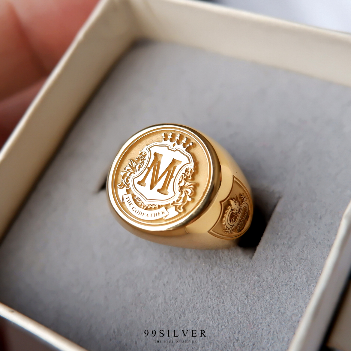 แหวน Signet Ring ออกแบบได้เองตามที่ต้องการ ตัวเรือนหน้ากลม 14x14 มิลลิเมตร