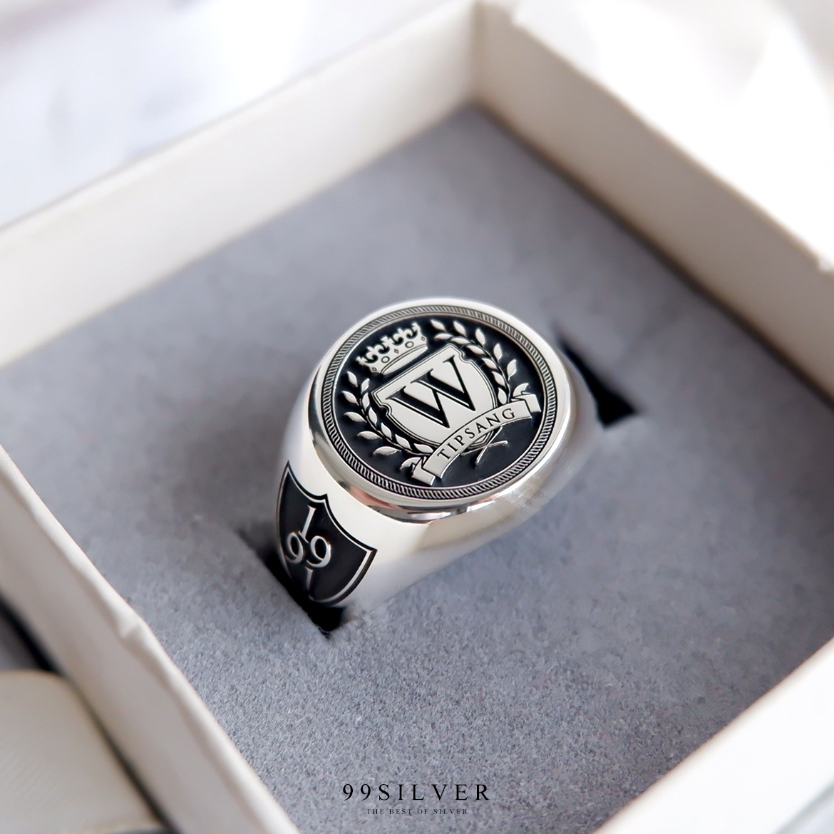 แหวน Signet Ring ออกแบบได้เองตามที่ต้องการ ตัวเรือนหน้ากลม 14x14 มิลลิเมตร