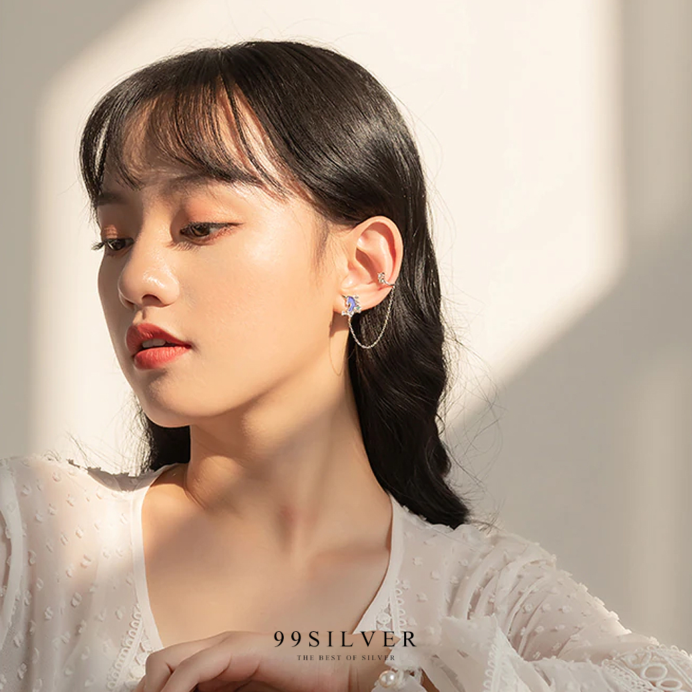 ต่างหูยูนิคอร์นสีม่วงกริตเตอร์ เป็นแบบหนีบหู ไม่ต้องเจาะมาพร้อมตุ้งติ้งหนีบใบหูสวยงาม