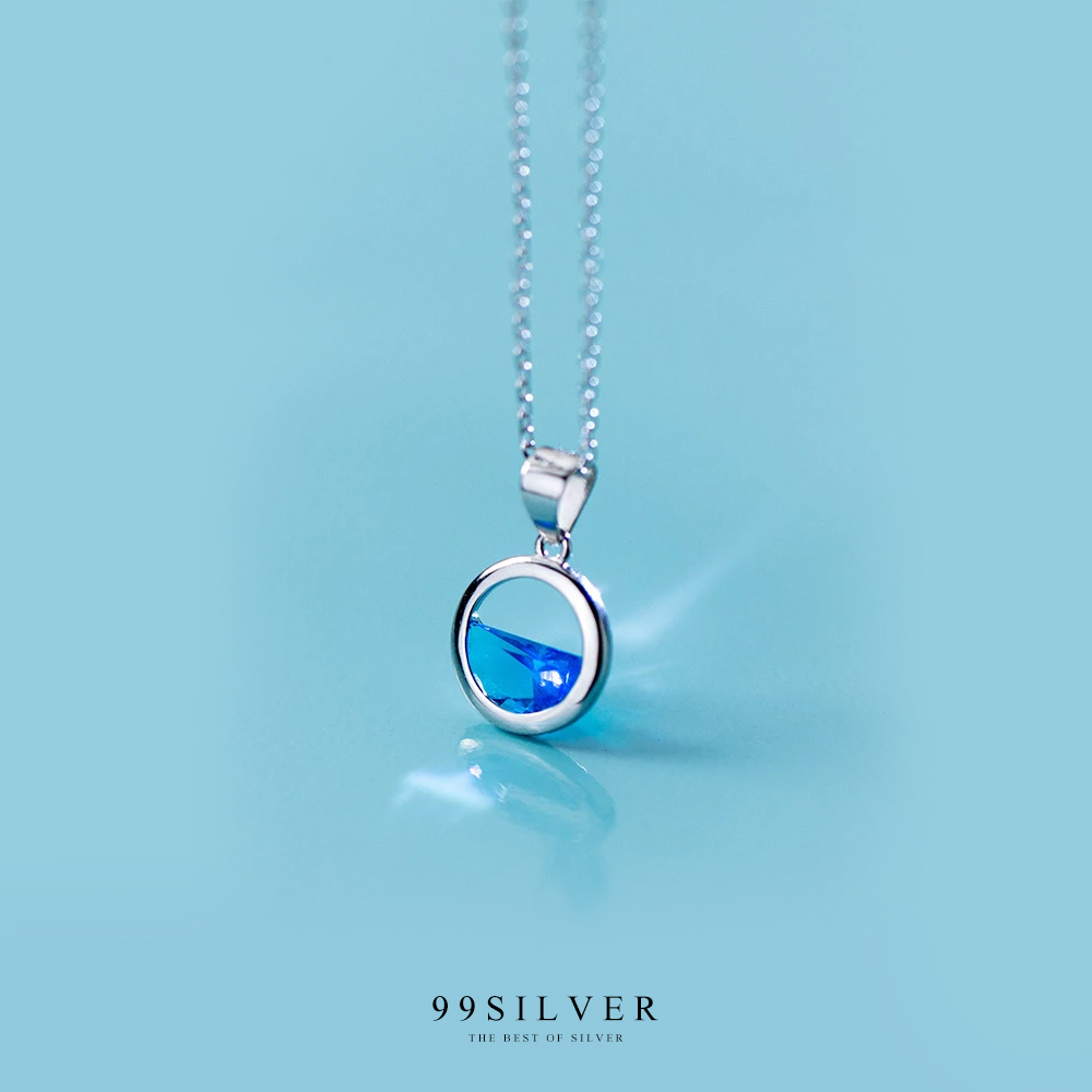 จี้เงินแท้หยดน้ำ ดีไซน์เหมือนมีน้ำอยู่ในจี้ โดยใช้เพชร Cz swiss Blue water คัดพิเศษ