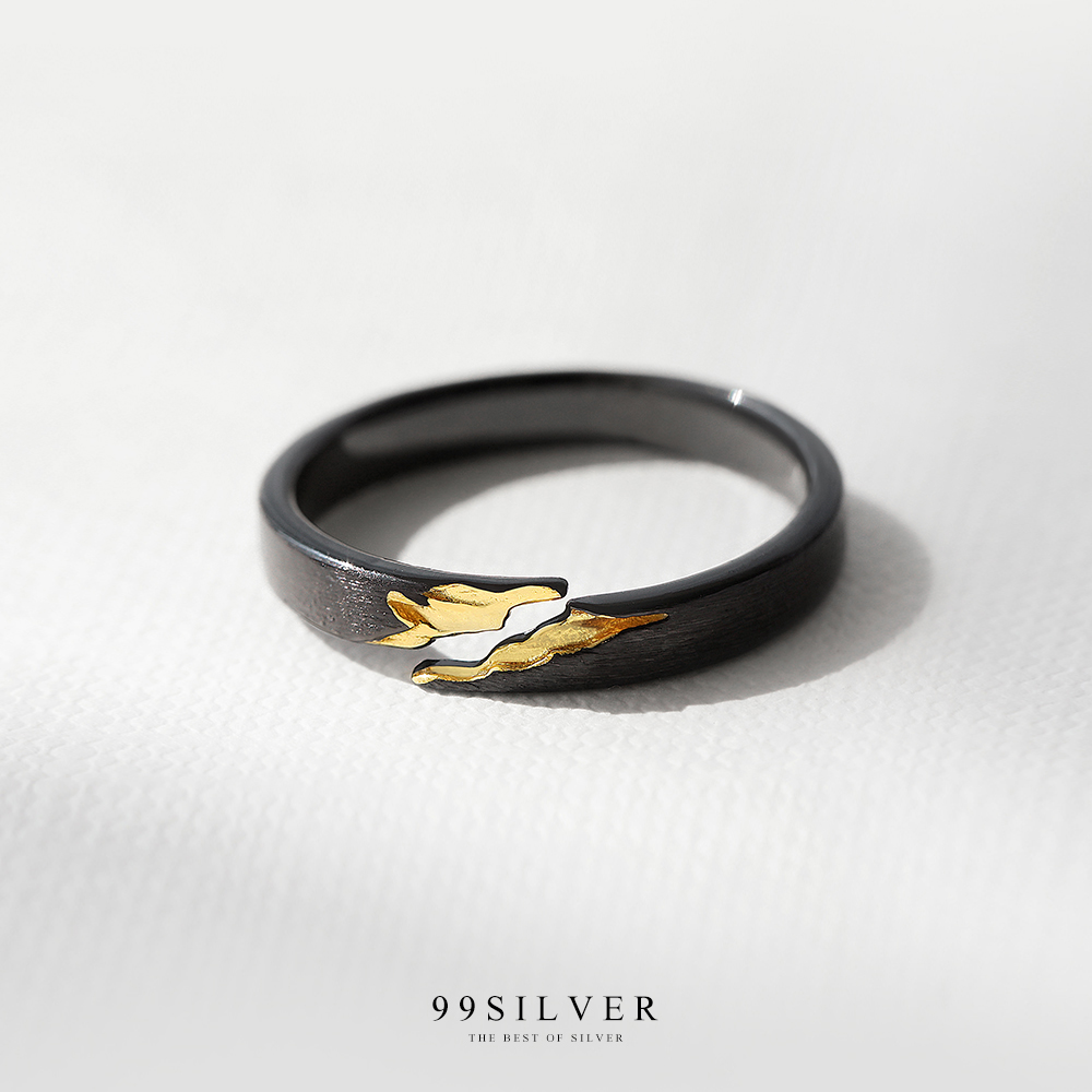 แหวน Crack Gold Black ความมีค่าซ่อนในตัวคุณ เรือนเงินแท้ Spot ทอง