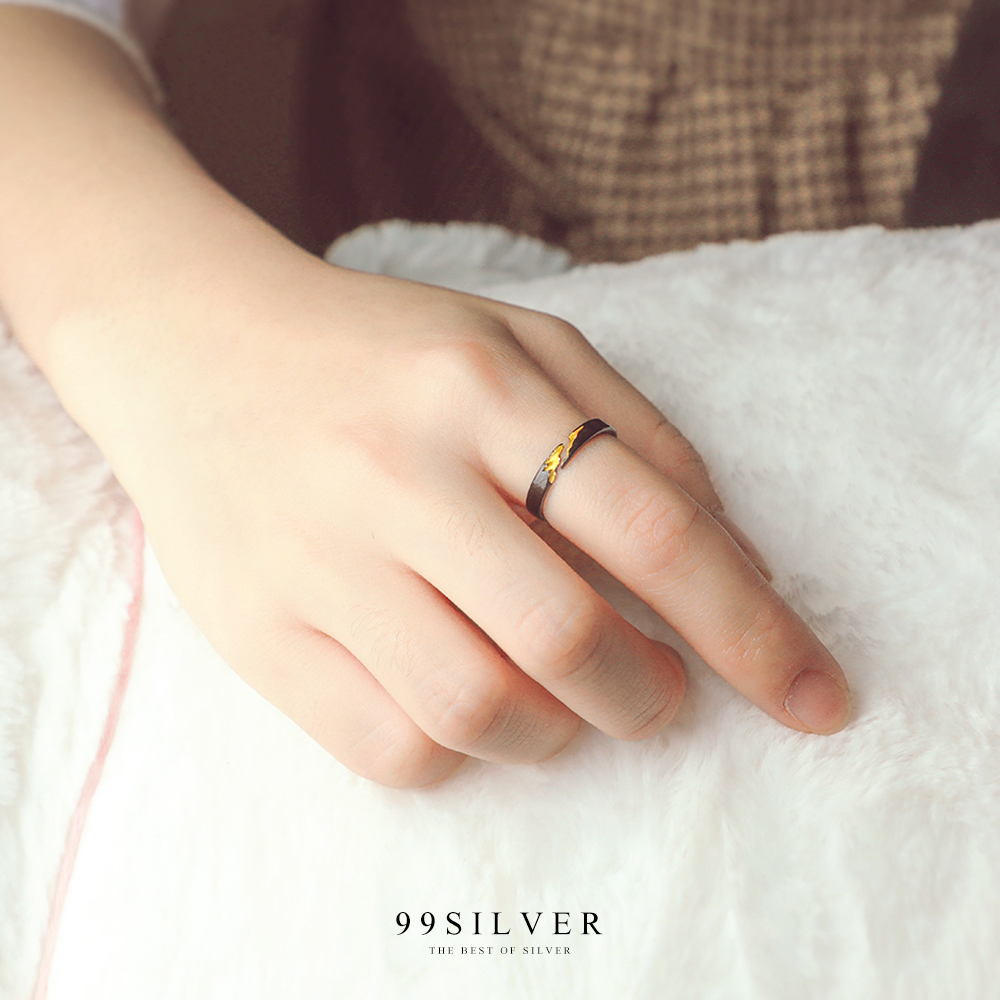 แหวน Crack Gold Black ความมีค่าซ่อนในตัวคุณ เรือนเงินแท้ Spot ทอง